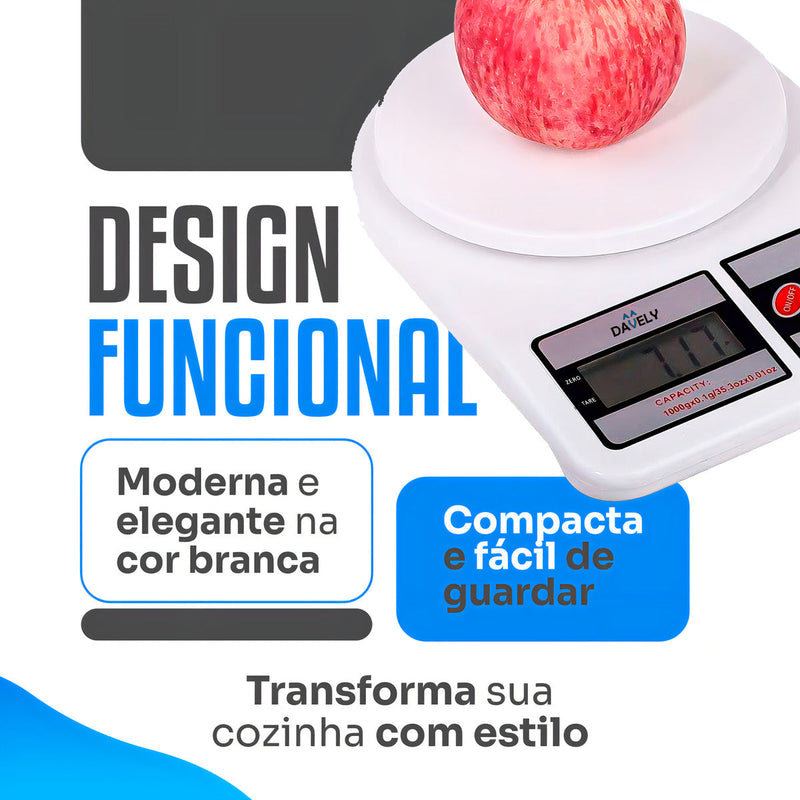 Balança Digital de Cozinha Precisão Cozinha 10kg Nutrição E Dieta, Até 10 kg, Escala 1 grama - ROUTCHERS