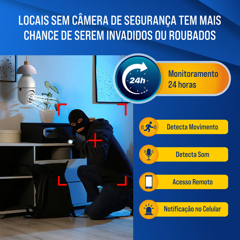 Camera de Segurança IP Wi-Fi 360° com Visão Noturna FullHD - Bivolt - ROUTCHERS