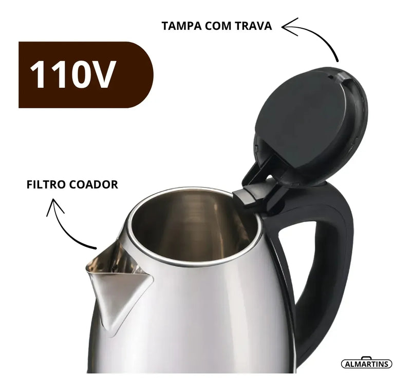 Chaleira Eletrica 1,8 Litros em Inox com Trava de Segurança e Desligamento Automático 127v - ROUTCHERS