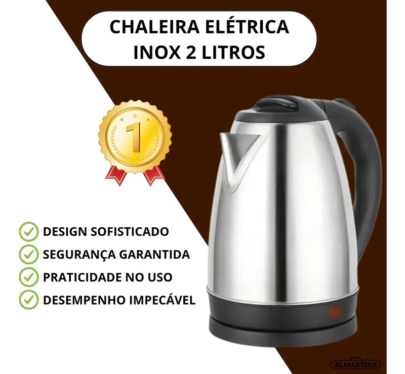 Chaleira Eletrica 1,8 Litros em Inox com Trava de Segurança e Desligamento Automático 127v - ROUTCHERS